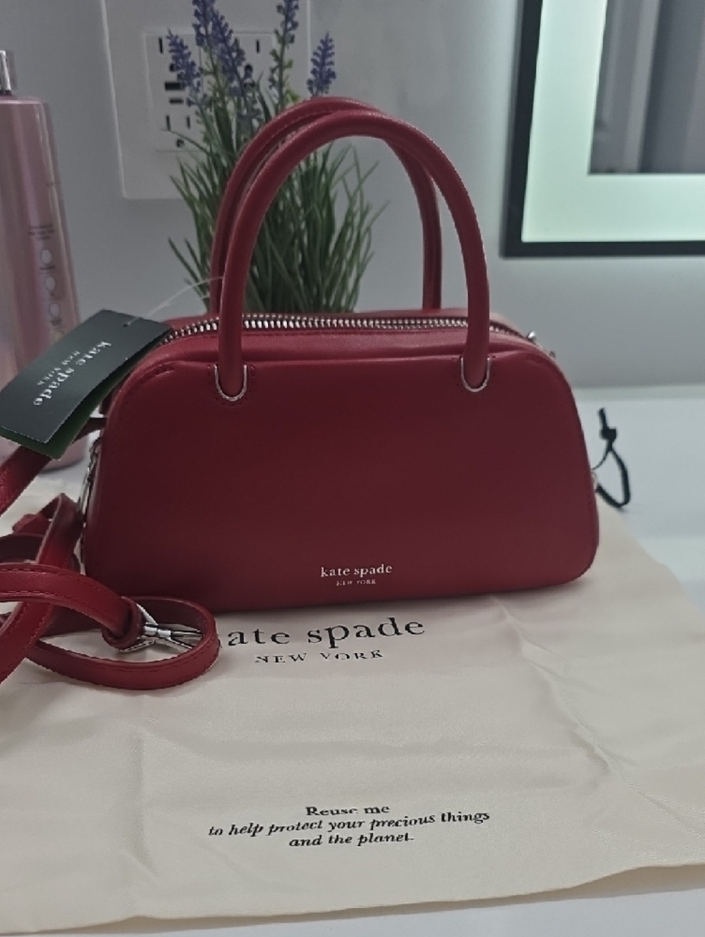 NWT Kate spade Red Small GRACE purse with Detachable Crossbody Strap - Picture 2 of 7
